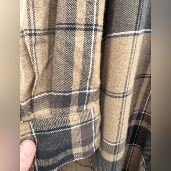 NWOT UNIQLO Midi Soft Flannel Tan Check Long-Sleeve Flare Dress S - Picture 6 of 11